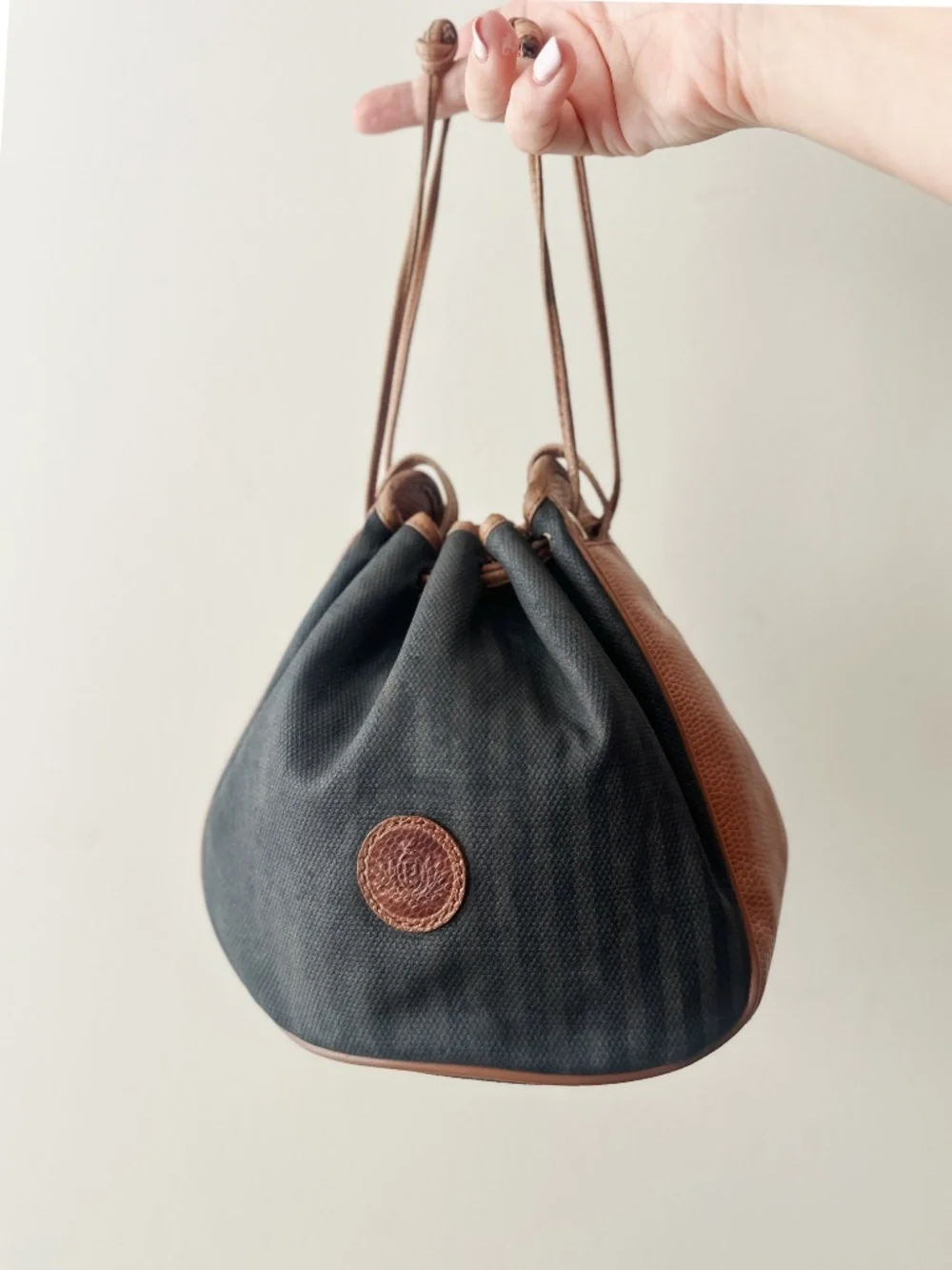 vintage 1980s Fendi Pequin bucket pouchette bag